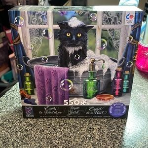 NEW JIGSAW PIUZZLE- 550 PIECES LISA PARKER NIGHT SPIRIT: BLACK CAT BATH TIME